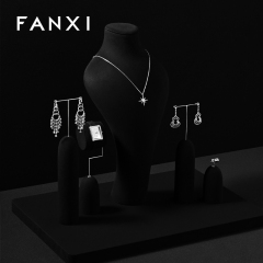 FANXI New arrival Black Microfiber Jewelry display set