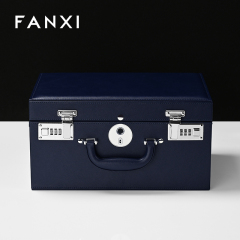 FANXI Hot sale Blue PU leather Jewelry case