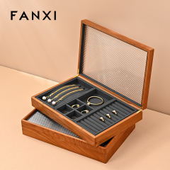 FANXI Hot sale dark gray PU leather Jewelry case
