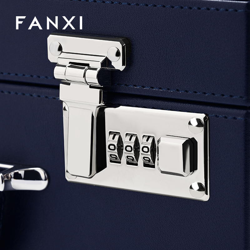 FANXI Hot sale Blue PU leather Jewelry case