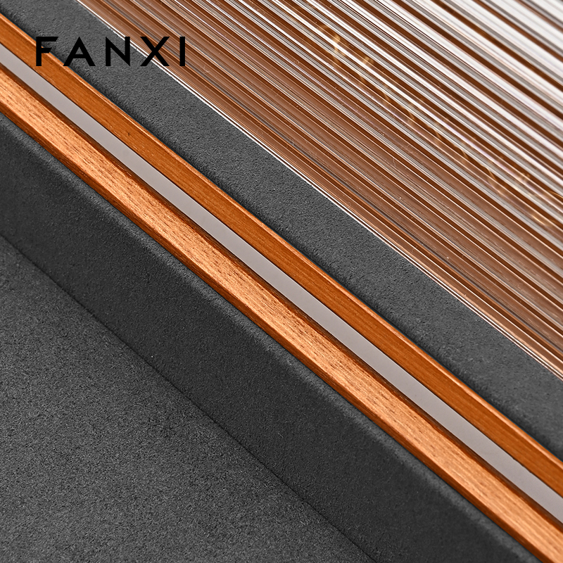 FANXI Hot sale dark gray PU leather Jewelry case