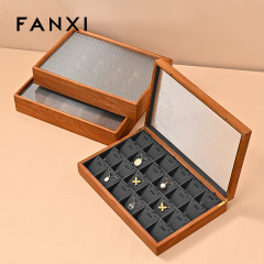 FANXI Hot sale dark gray PU leather Jewelry case
