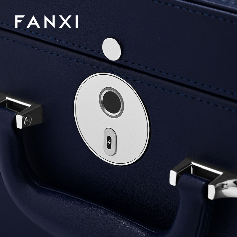 FANXI Hot sale Blue PU leather Jewelry case