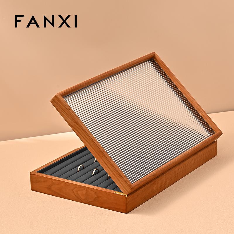 FANXI Hot sale dark gray PU leather Jewelry case