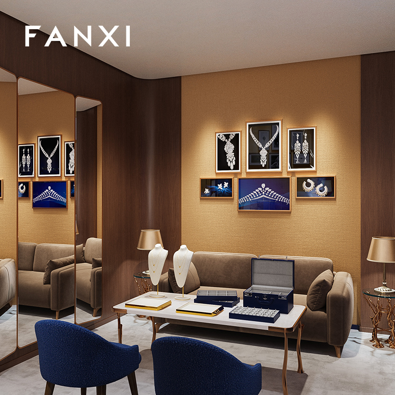 FANXI Hot sale Blue PU leather Jewelry case