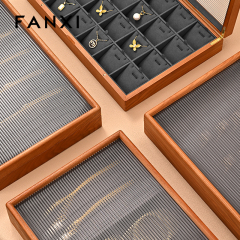 FANXI Hot sale dark gray PU leather Jewelry case