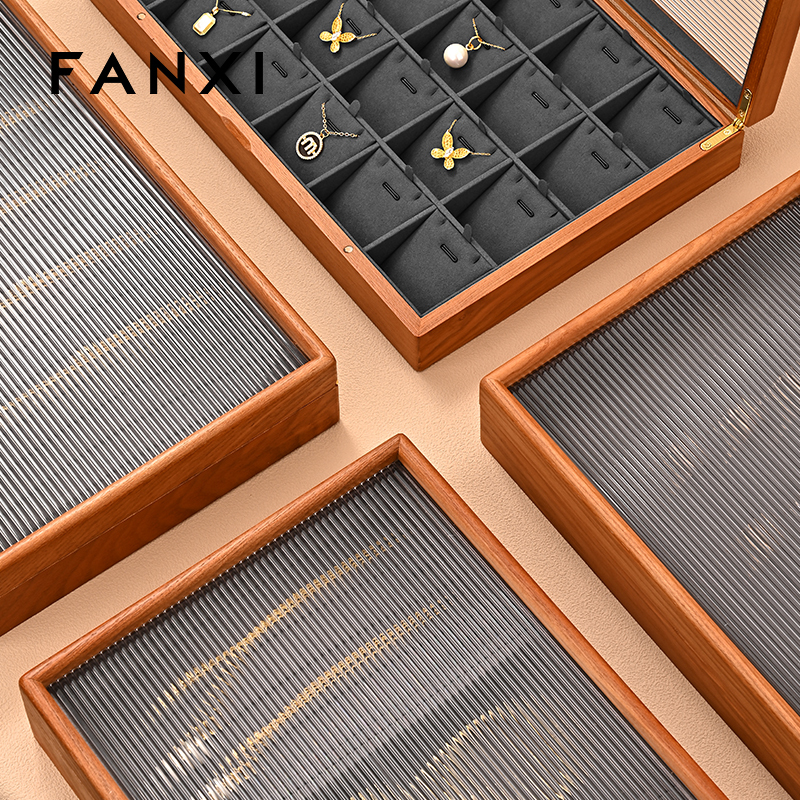 FANXI Hot sale dark gray PU leather Jewelry case