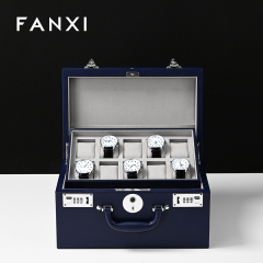 FANXI Hot sale Blue PU leather Jewelry case