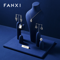 FANXI Wholesale Blue Microfiber Jewelry display set