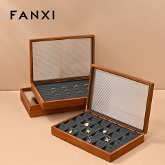 FANXI Hot sale dark gray PU leather Jewelry case