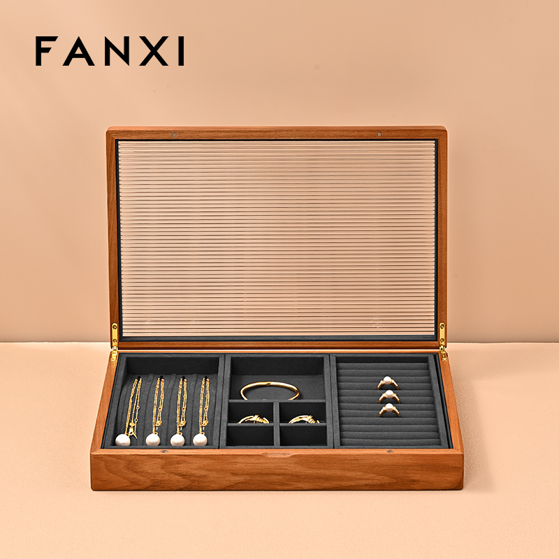 FANXI Hot sale dark gray PU leather Jewelry case