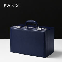 FANXI Hot sale Blue PU leather Jewelry case