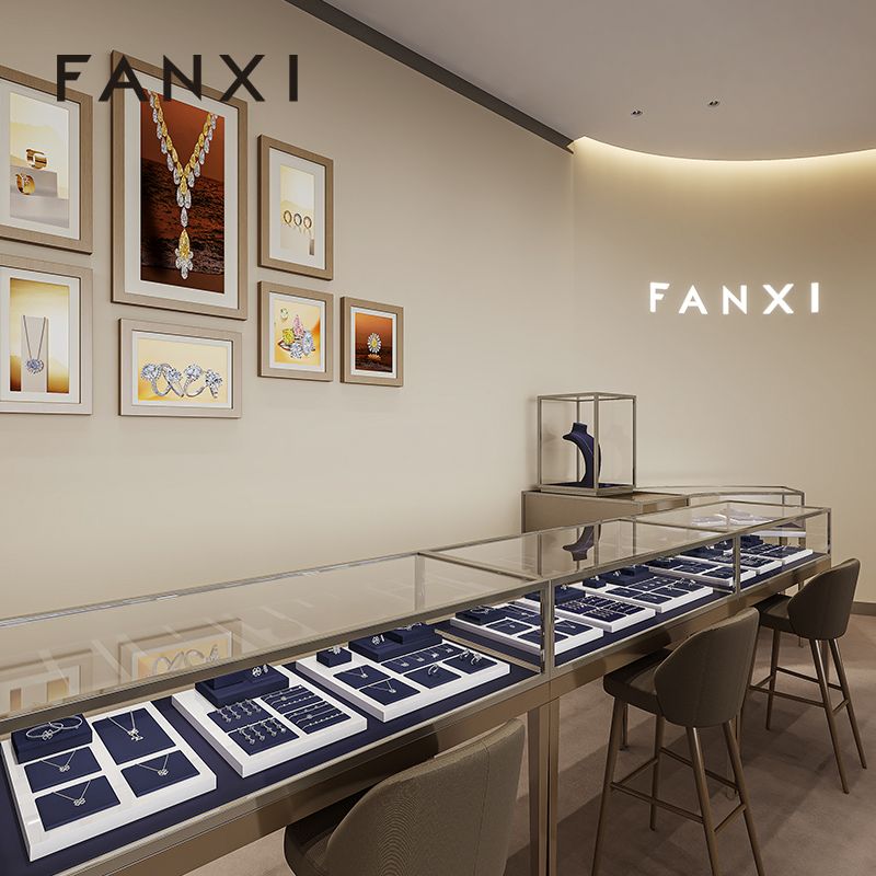 FANXI Hot sale blue Baking paint Jewelry display set series