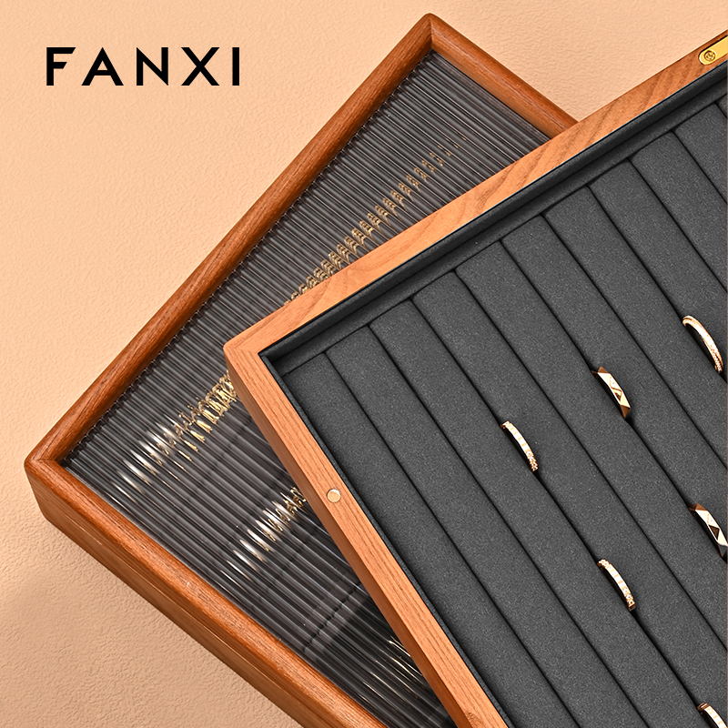 FANXI Hot sale dark gray PU leather Jewelry case