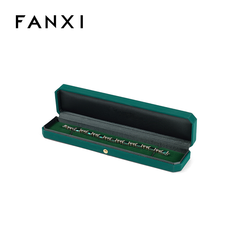 FANXI Custom green velvet leather long chain box