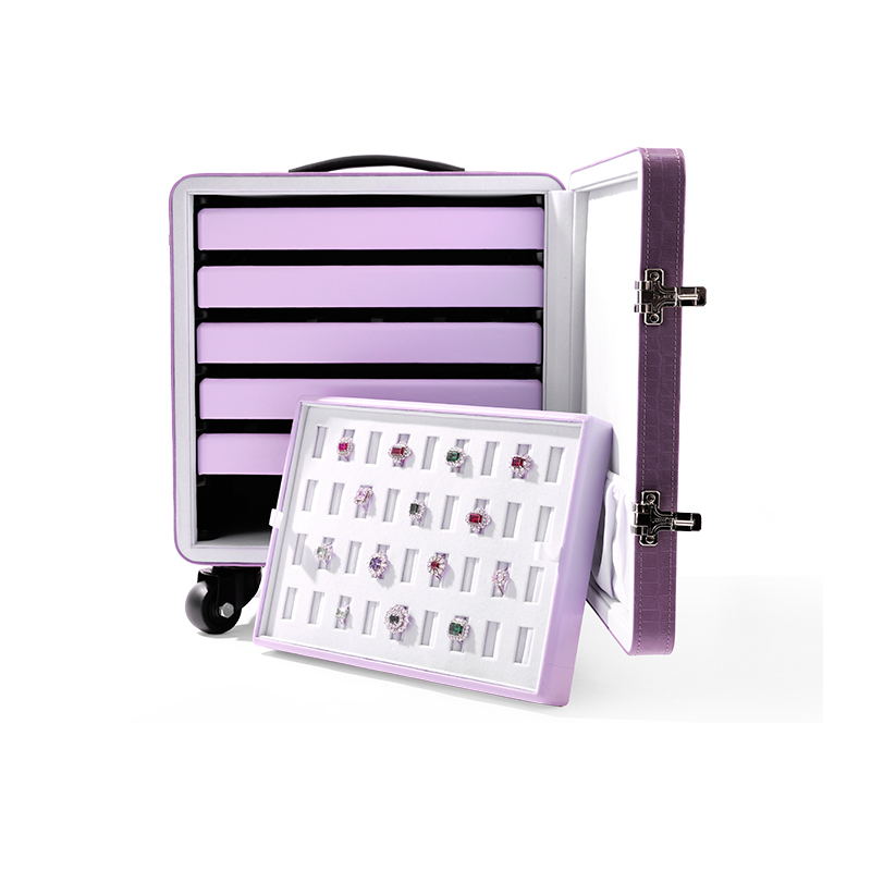 FANXI Custom lilac colour velvet leather draw bar box