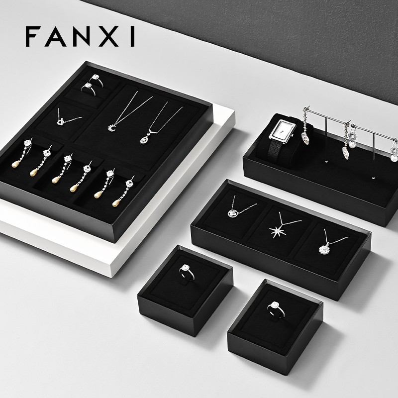 FANXI High quality Black Microfiber Jewelry Display tray
