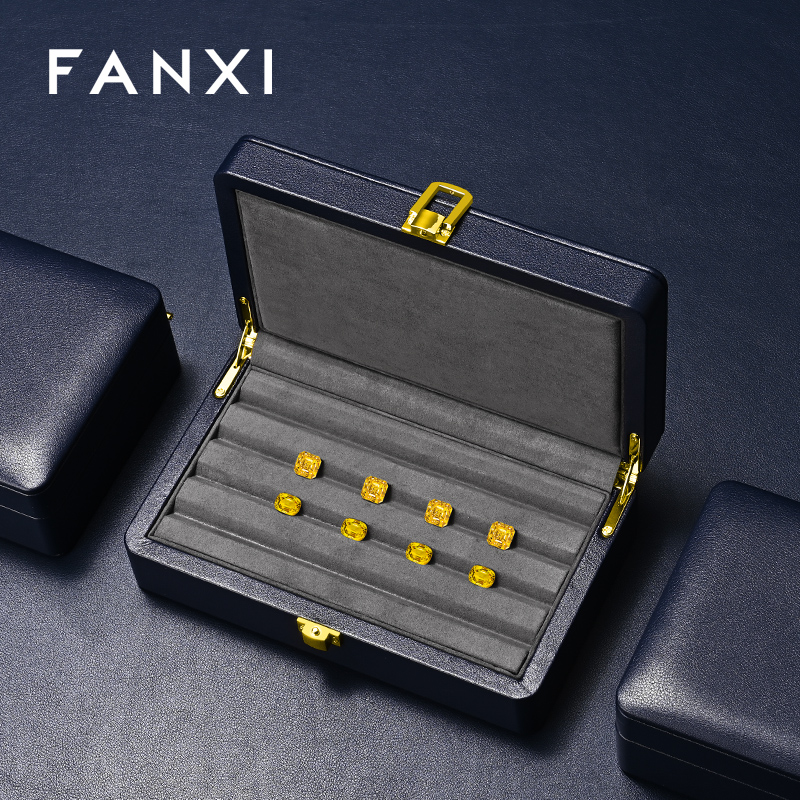FANXI Hot sale velvet Blue Loose diamond storage box