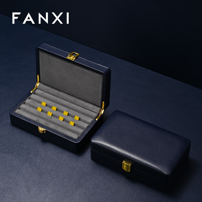FANXI Hot sale velvet Blue Loose diamond storage box