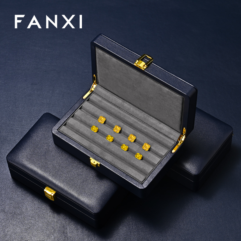 FANXI Hot sale velvet Blue Loose diamond storage box