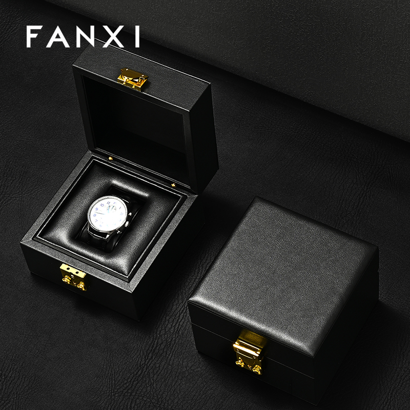FANXI Hot sale Black Leather Watch Storage Box
