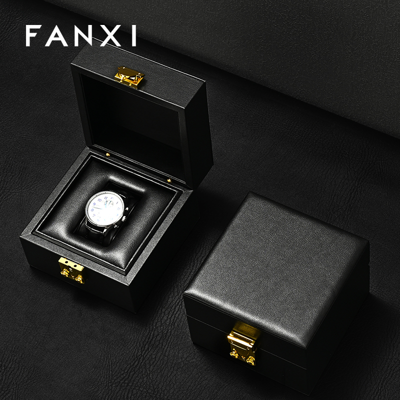 FANXI Hot sale Black Leather Watch Storage Box