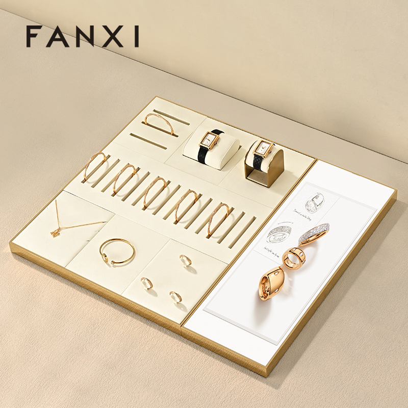 FANXI Hot sale Beige Metal Jewelry display tray