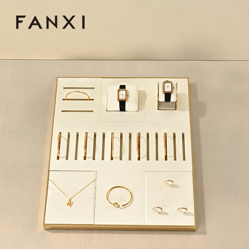 FANXI Hot sale Beige Metal Jewelry display tray