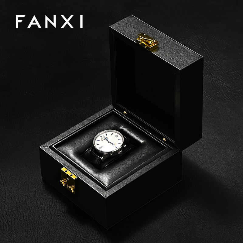 FANXI Hot sale Black Leather Watch Storage Box