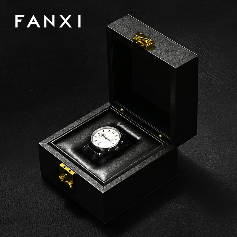 FANXI Hot sale Black Leather Watch Storage Box