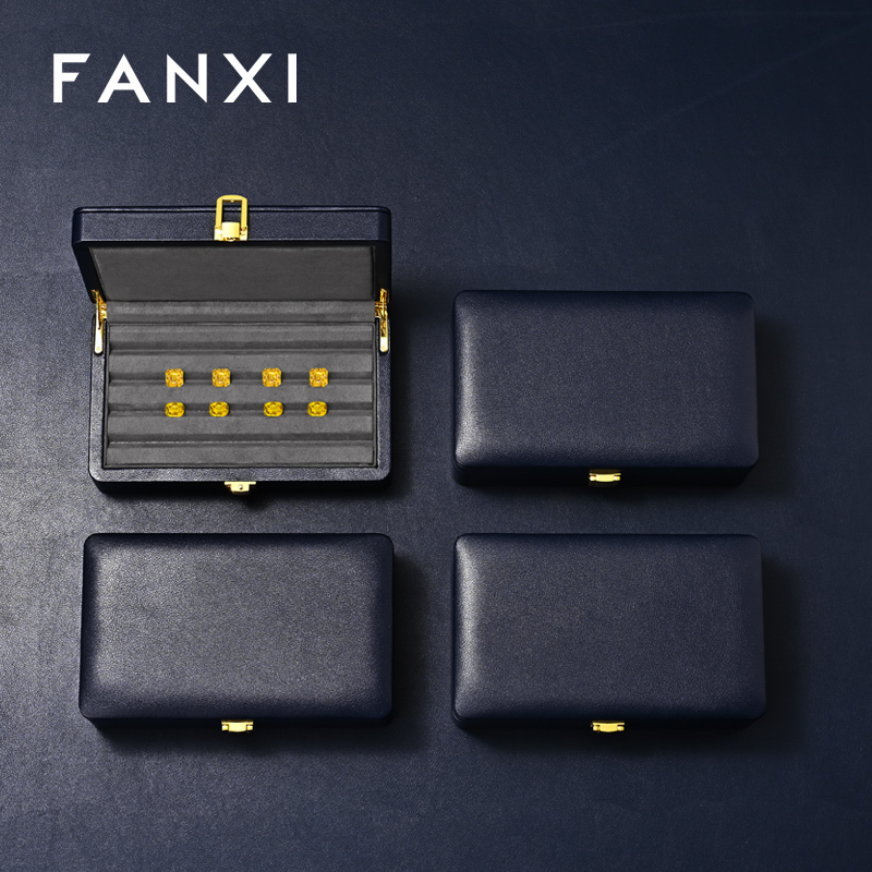 FANXI Hot sale velvet Blue Loose diamond storage box