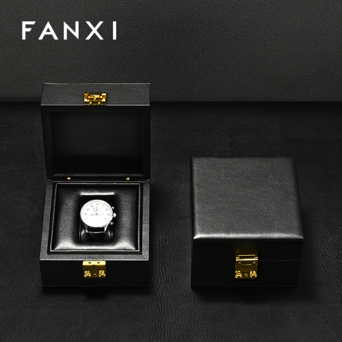 FANXI Hot sale Black Leather Watch Storage Box
