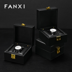 FANXI Hot sale Black Leather Watch Storage Box