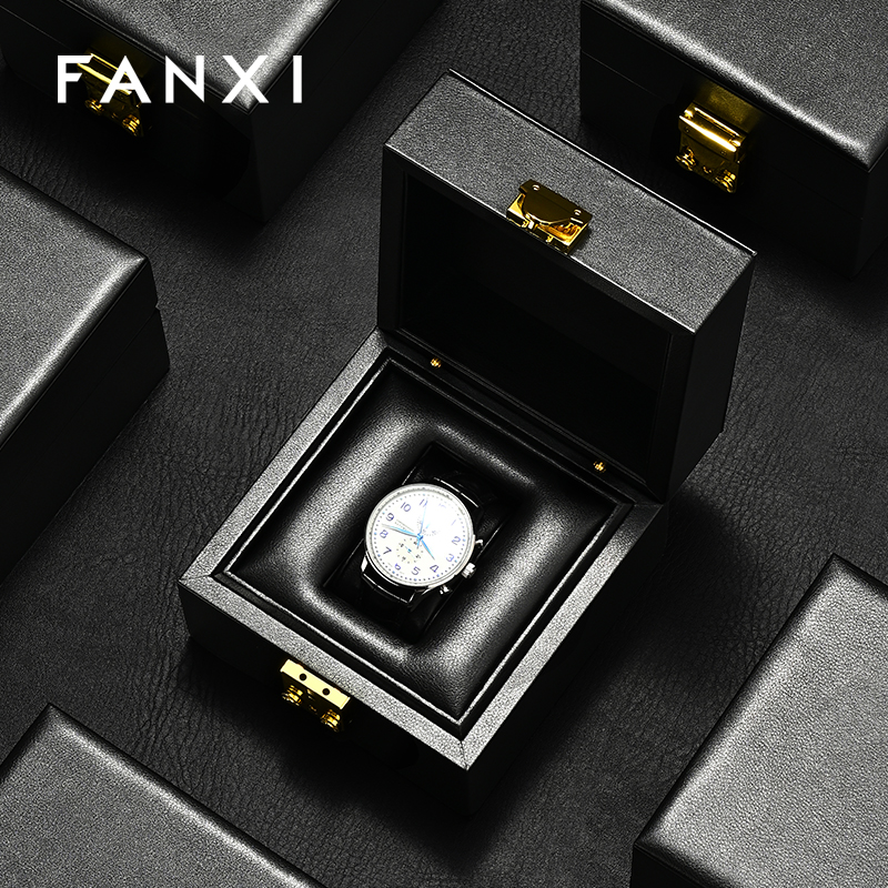 FANXI Hot sale Black Leather Watch Storage Box