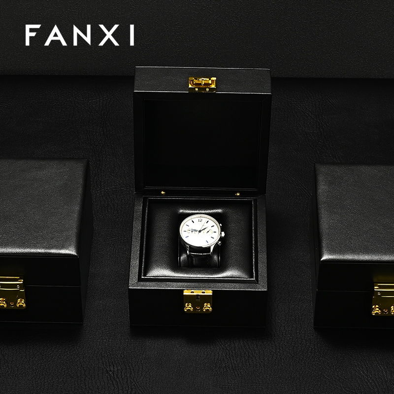 FANXI Hot sale Black Leather Watch Storage Box