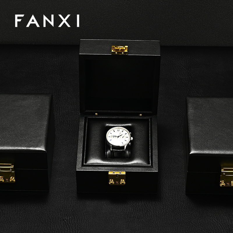 FANXI Hot sale Black Leather Watch Storage Box