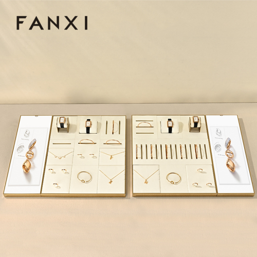 FANXI Hot sale Beige Metal Jewelry display tray