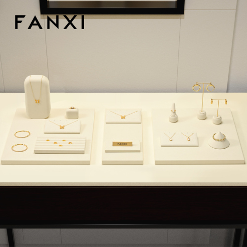FANXI Fashion Beige Microfiber Jewelry display set