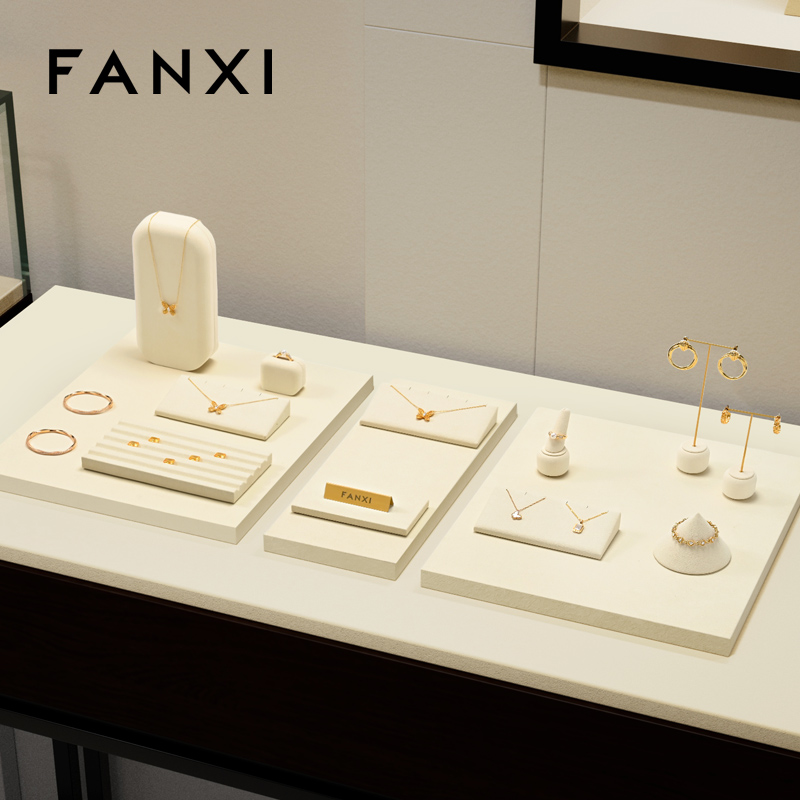 FANXI Fashion Beige Microfiber Jewelry display set