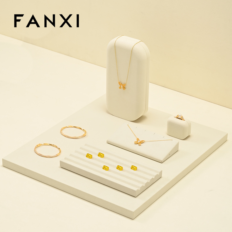 FANXI Fashion Beige Microfiber Jewelry display set