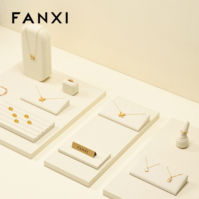 FANXI Fashion Beige Microfiber Jewelry display set
