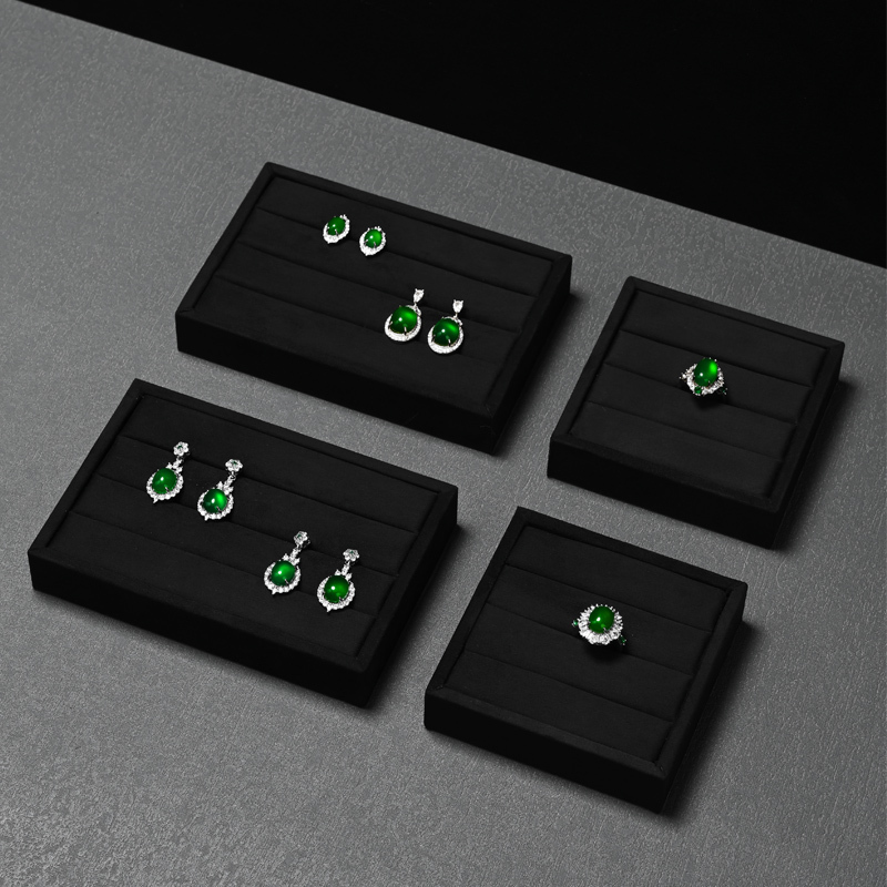 FANXI Luxury Black velvet jewelry display tray