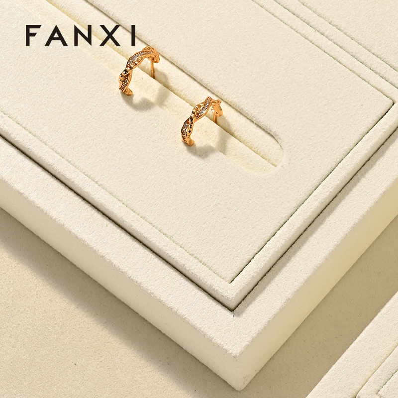 FANXI Luxury Beige Microfiber Jewelry Combination Set