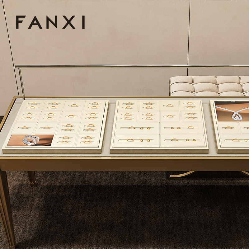 FANXI Luxury Beige Microfiber Jewelry Combination Set
