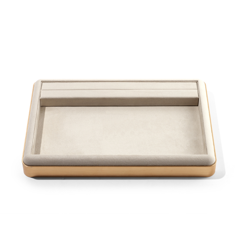 FANXI Custom beige metal suede jewelry tray