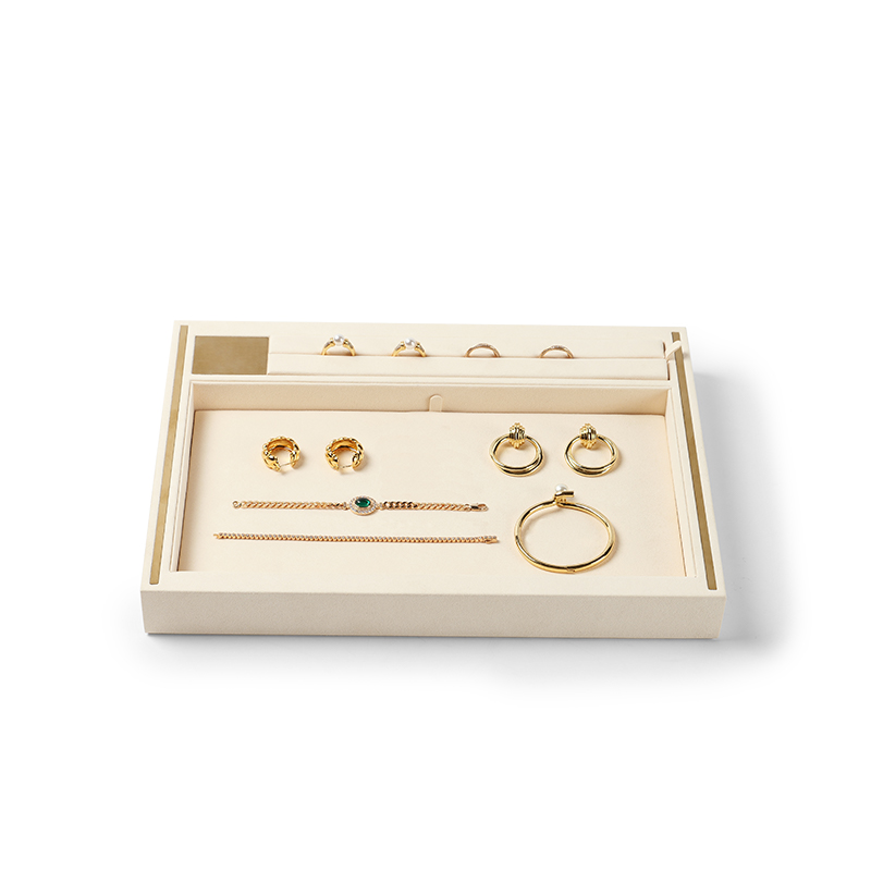 FANXI Custom beige metal microfiber jewelry tray