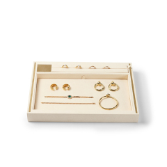 FANXI Custom beige metal microfiber jewelry tray