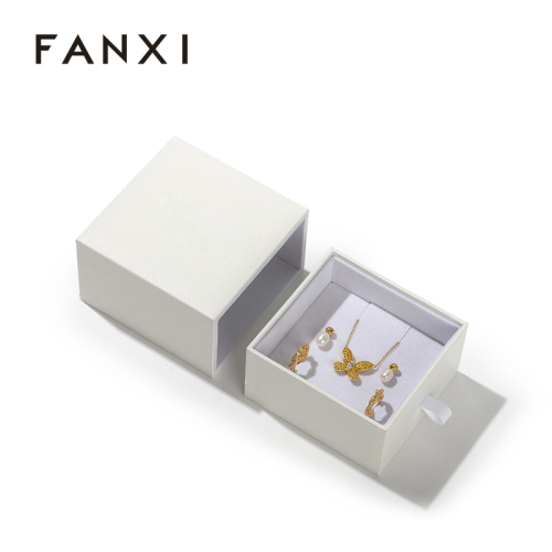 FANXI Custom white paper velvet jewelry box