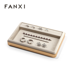 FANXI Custom beige metal suede jewelry tray