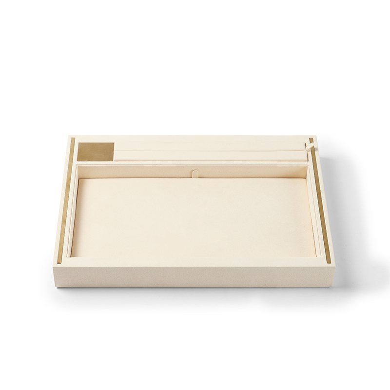 FANXI Custom beige metal microfiber jewelry tray